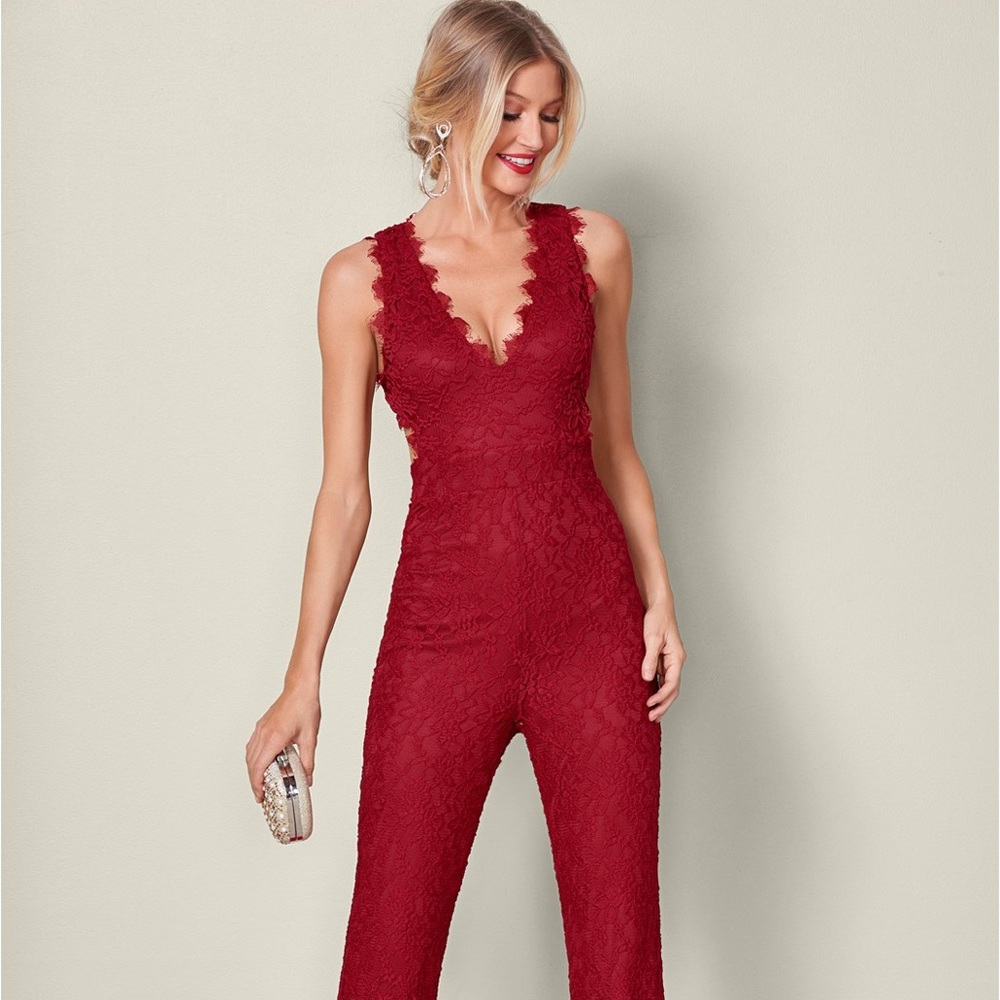 Open back lace jumpsuit